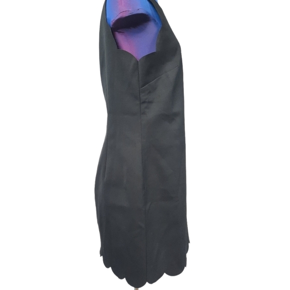 J. Crew Black Sheath Dress Scalloped Hems Size 8 Women's - Picture 3 of 9